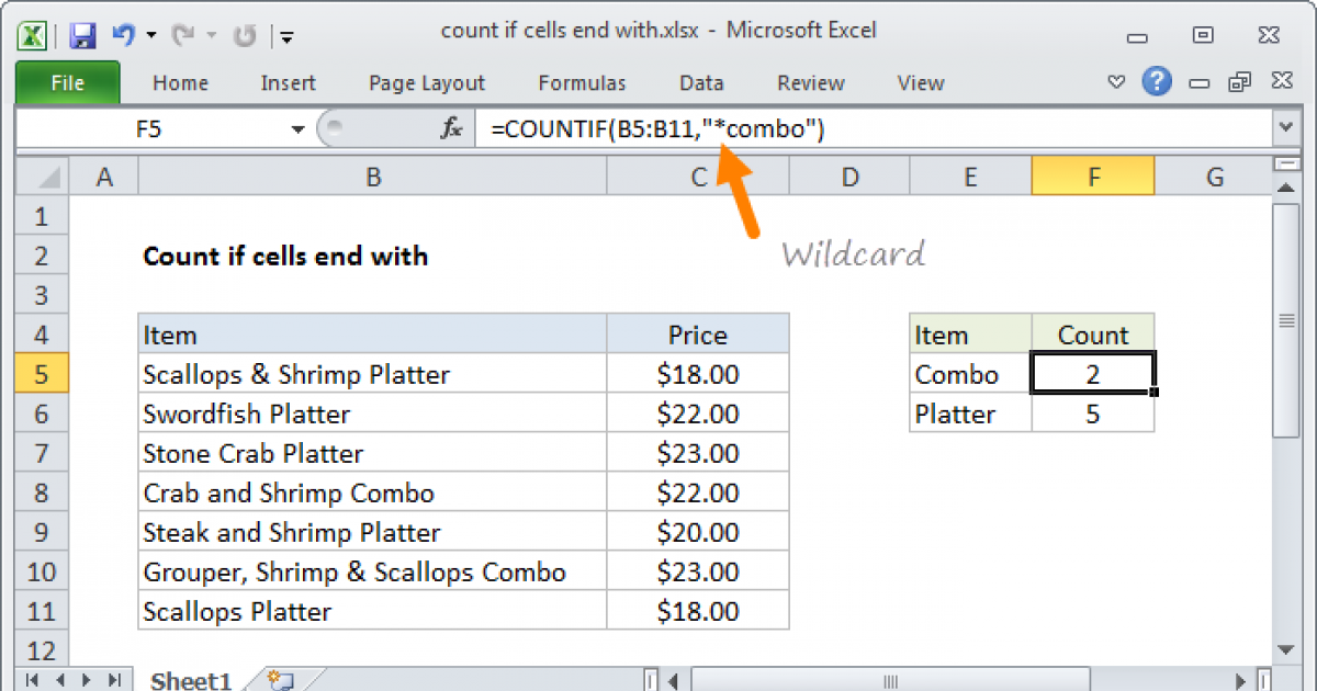 Excel Wildcard Exceljet